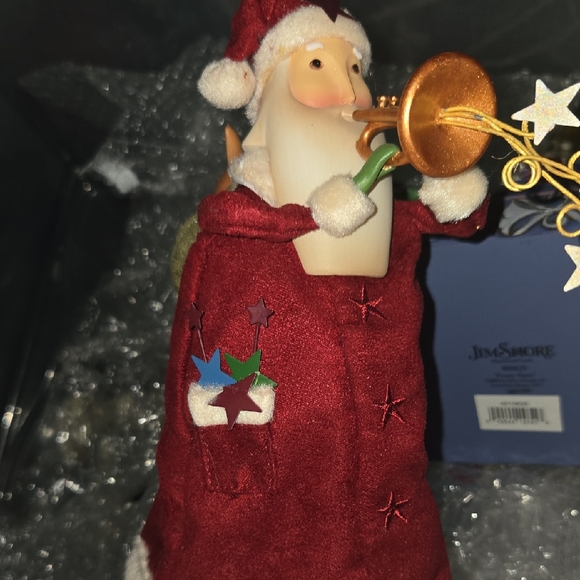 Jim Shore Santa with Red Coat and Gold Trumpet - Picture 1 of 1